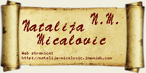 Natalija Mićalović vizit kartica